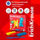 Пластилин ErichKrause Jolly Friends, 12 цветов, 216 г, со стеком, в картонной упаковке - Фото 1