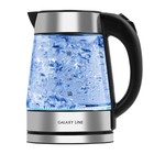 Чайник электрический Galaxy LINE GL 0561, стекло, 1.7 л, 2200 Вт, серебристо-чёрный - фото 12032618