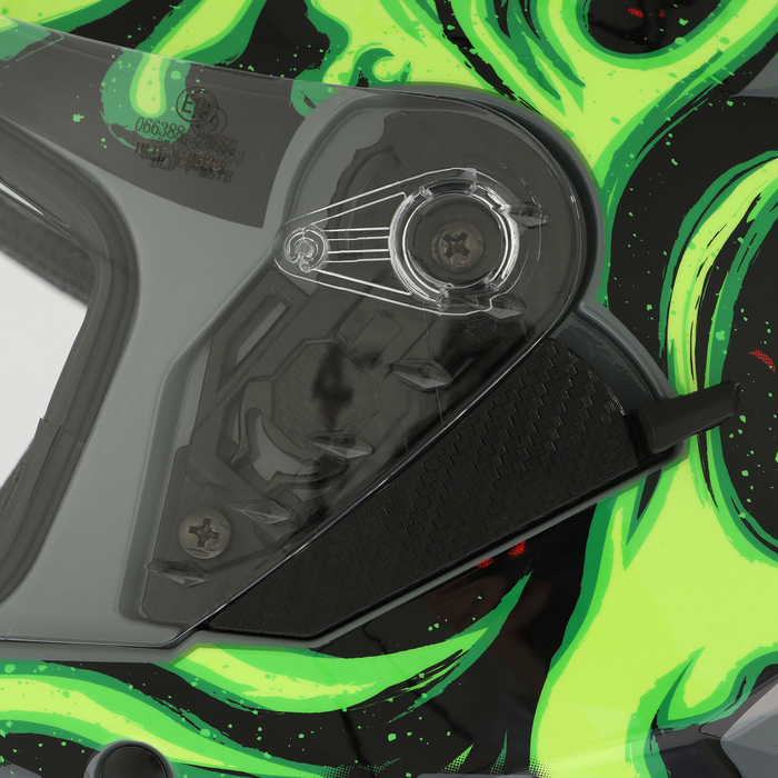 Шлем интеграл с двумя визорами, размер XL, модель BLD-M67E, черно-зеленый