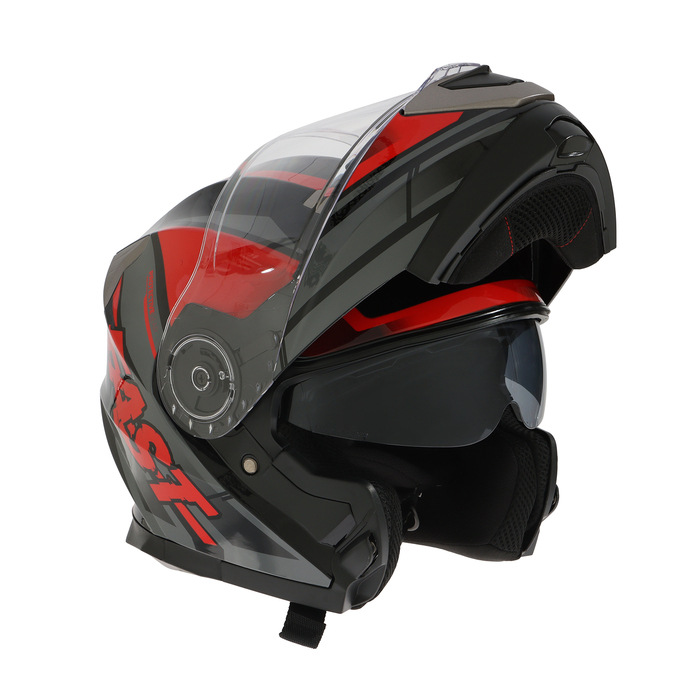 Шлем модуляр с двумя визорами, размер M, модель - BLD-160E, черно-красный
