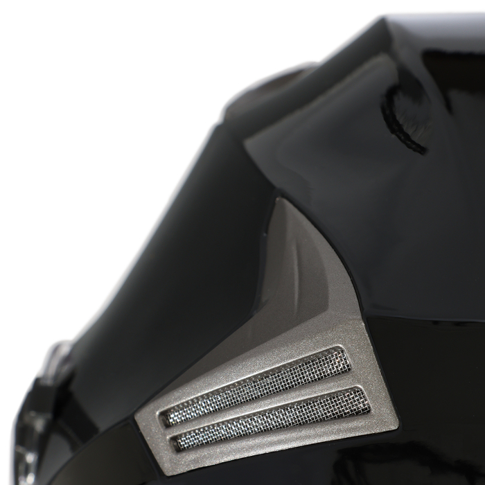 Шлем открытый с двумя визорами, размер M, модель - BLD-708E, черный глянцевый