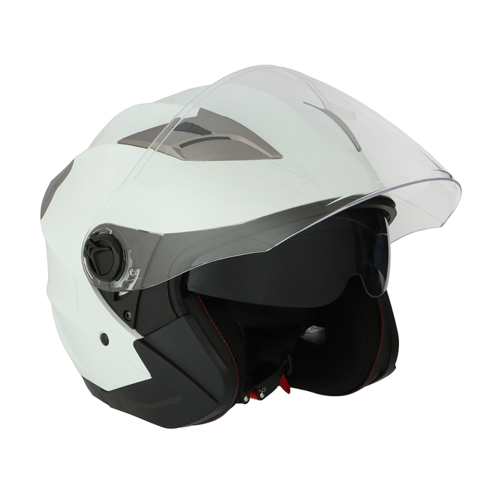 Шлем открытый с двумя визорами, размер L (59-60), модель - BLD-708E, белый глянцевый - фото 1909505827