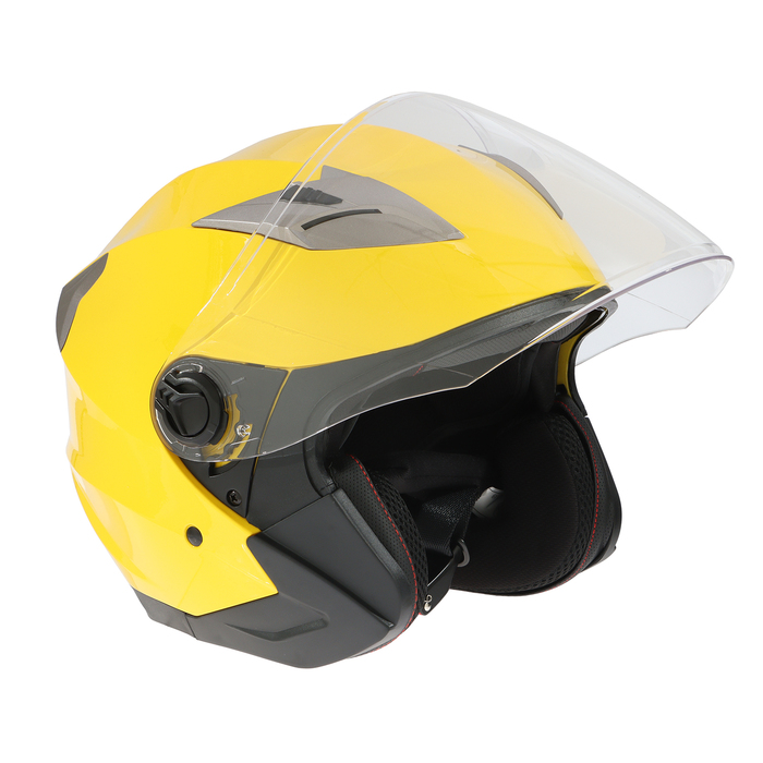 Шлем открытый с двумя визорами, размер S (55-56), модель - BLD-708E, желтый глянцевый - фото 1928494681