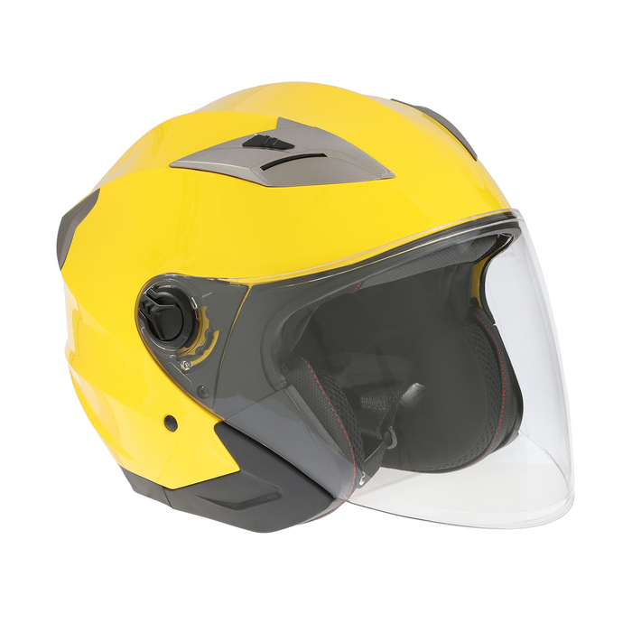Шлем открытый с двумя визорами, размер M, модель - BLD-708E, желтый глянцевый