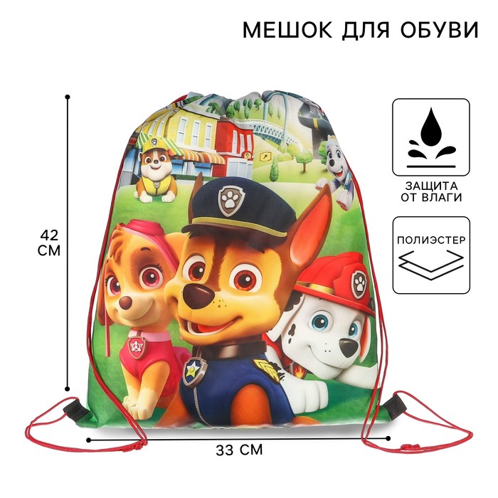Мешок для обуви 420×330 мм, «Команда, Щенячий патруль» - Фото 1