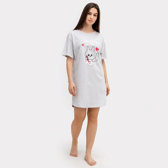 Ночная сорочка женская, цвет серый меланж, размер 44
