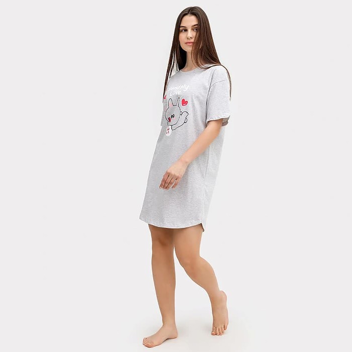 Ночная сорочка женская, цвет серый меланж, размер 46