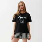 Комплект женский домашний (футболка,шорты), цвет черно-мятная полоска, р-р 42 - фото 8528328