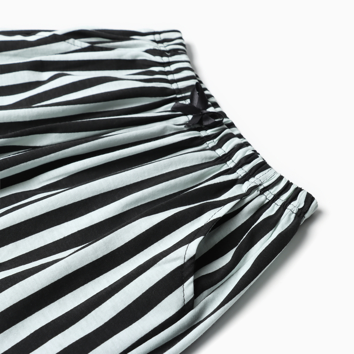 Комплект женский домашний (футболка,шорты), цвет черно-мятная полоска, р-р 42 - фото 1909506562