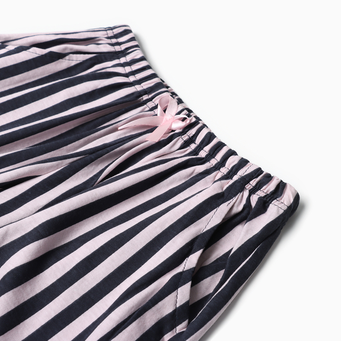 Комплект женский домашний (футболка,шорты), цвет графит розовая полоска, р-р 42 - фото 1909506643