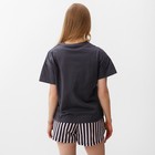 Комплект женский домашний (футболка,шорты), цвет графит розовая полоска, р-р 54 - фото 24345604