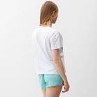 Комплект женский домашний (футболка,шорты), цвет мятный с цветком, р-р 42 - Фото 3