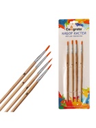 Набор кистей для рисования, синтетика, 4 штуки: № 2, 2, 4, 8, круглые, деревянная ручка, международный размер - Фото 5