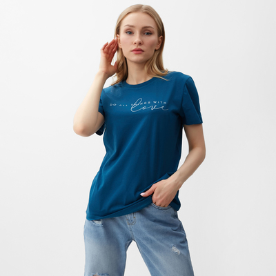 Футболка женская, цвет тёмно-бирюзовый, размер 46