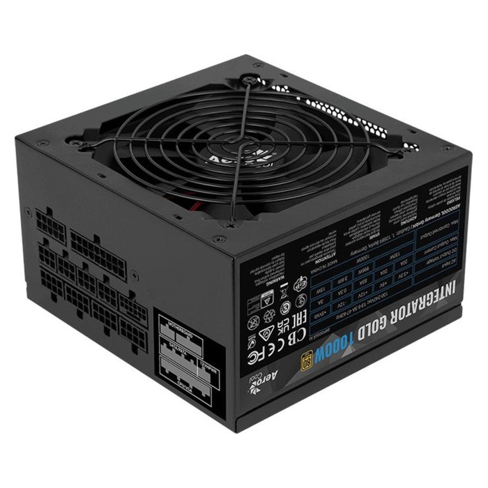 Блок питания Aerocool ATX 1000W Integrator Gold Gen.5 80+ gold (20+4pin) APFC 120mm fan LED   103394 - фото 51651879