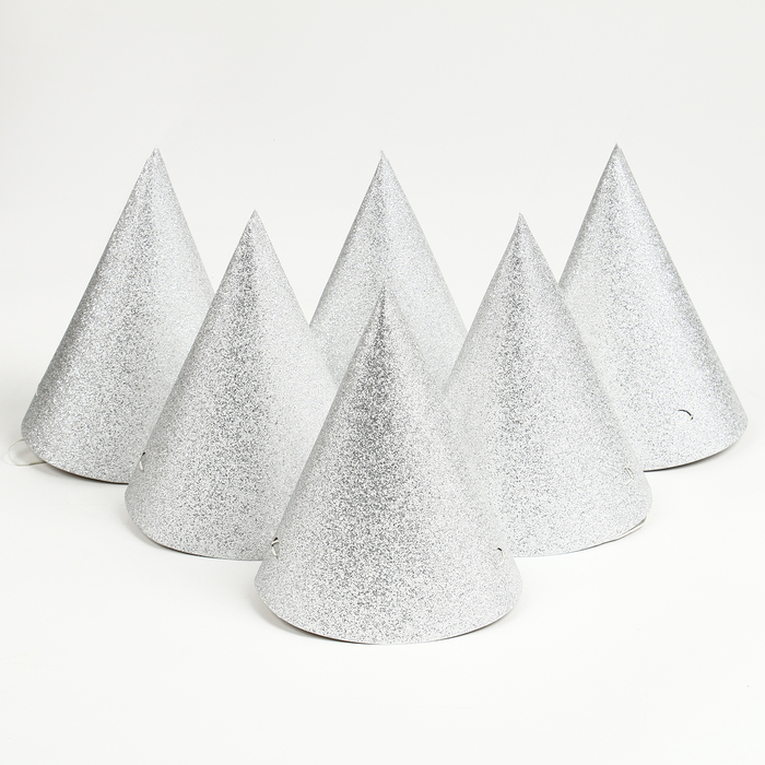 Колпак на день рождения «Блеск», набор 6 шт., серебро - Фото 1