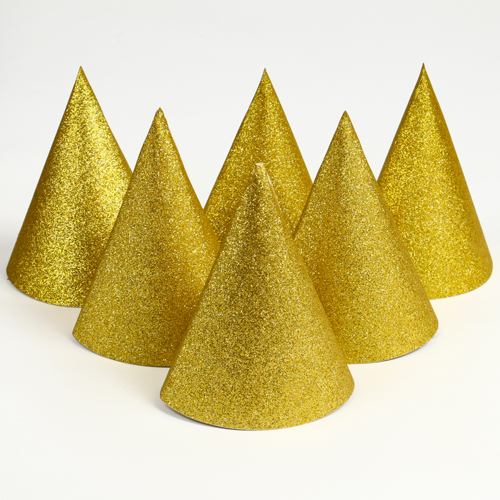 Колпак на день рождения «Блеск», набор 6 шт., золотой - Фото 1