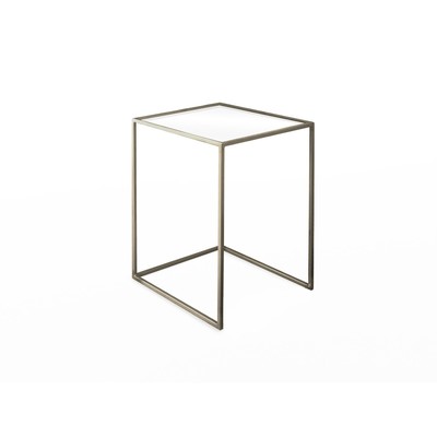 Стол журнальный большой «Куб», 380х380х510, металл, стекло, золотой