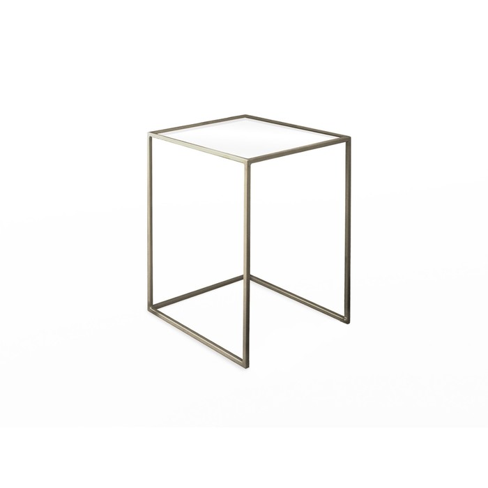 Стол журнальный большой «Куб», 380х380х510, металл, стекло, золотой - Фото 1