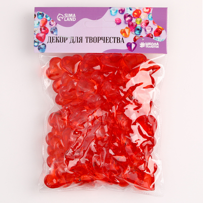 Сердечки пластиковые декоративные, 100 шт., 2×2 см