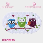 Коврик противоскользящий в ванну на присосках Доляна «Совы», 37×67 см - Фото 1