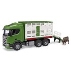 Грузовик Bruder Scania, для перевозки животных, с коровой, цвет зелёный - фото 297095220