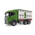 Грузовик Bruder Scania, для перевозки животных, с коровой, цвет зелёный - Фото 3