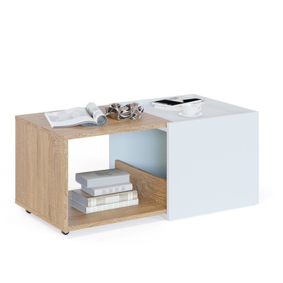 Столик журнальный раздвижной «СЖ-11», 900(506)×478×390 мм, цвет дуб сонома/белый