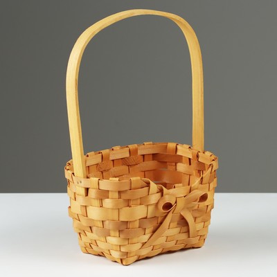 Корзина плетёная для хранения, 18×12.5×9.5 см, ручка h=15.5 см, секвойя, цвет натуральный