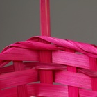 Корзина плетеная, D14 x 13 х H6,5 х 11 х 20 см, розовая, бамбук - Фото 3