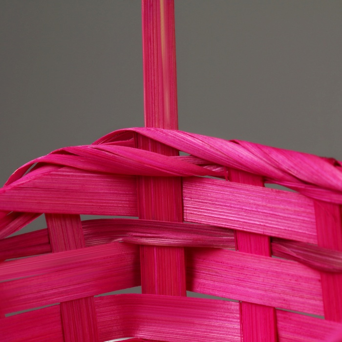 Корзина плетеная, D14 x 13 х H6,5 х 11 х 20 см, розовая, бамбук