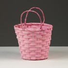 Корзина плетеная, D16 х 13,5 х 20 см, розовая, бамбук - Фото 2