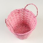 Корзина плетеная, D16 х 13,5 х 20 см, розовая, бамбук - Фото 3