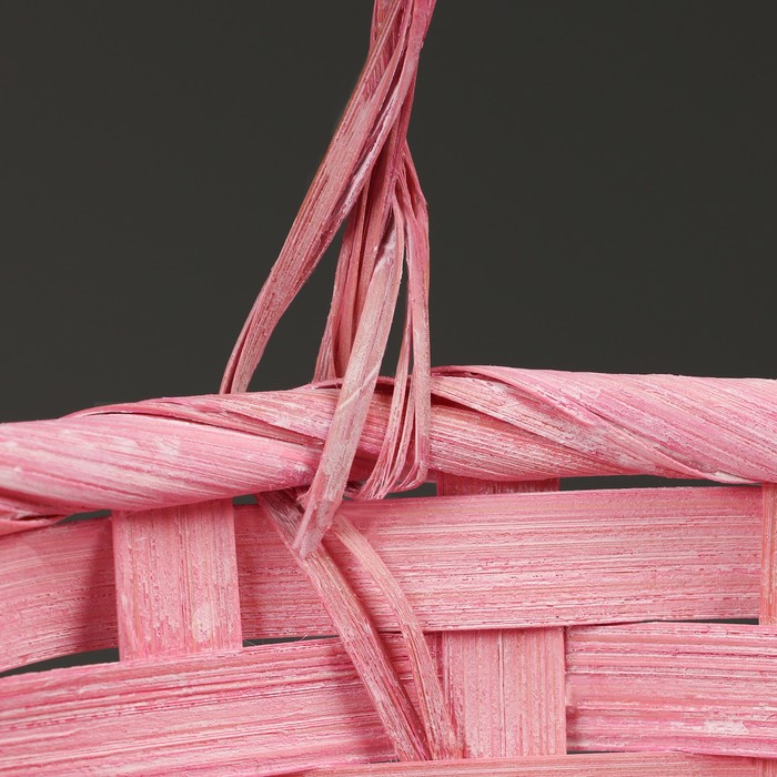 Корзина плетеная, D16 х 13,5 х 20 см, розовая, бамбук