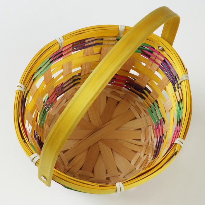 Корзина плетеная, D18 х 11 х 24 см, желтая, бамбук