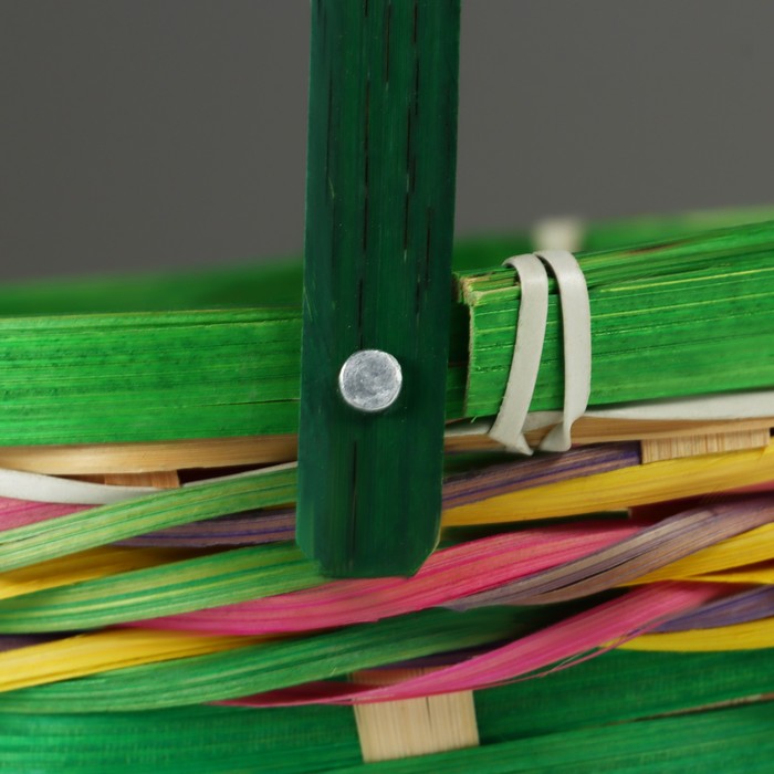 Корзина плетеная, D18 х 11 х 24 см, зеленая, бамбук