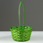 Корзина плетеная, D19 х 9 х 32 см, зеленая, бамбук - фото 23671596