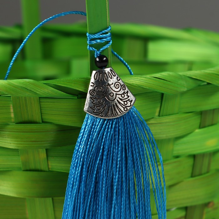 Корзина плетеная, D19 х 9 х 32 см, зеленая, бамбук