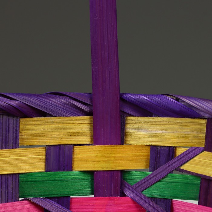 Корзина плетеная, D19 х 10/32 см, разноцветная, бамбук