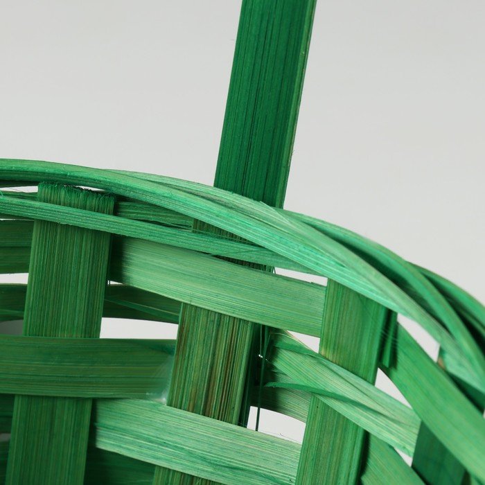 Корзина плетеная, D19 х 9,5 х 32 см, зелёная, бамбук