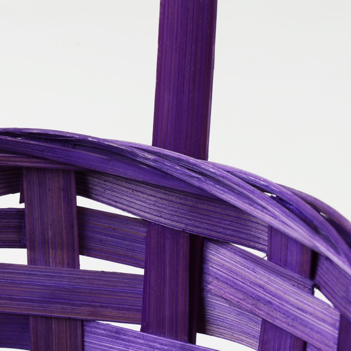 Корзина плетеная, D19 х 9,5 х 32 см, фиолетовая, бамбук