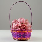 Корзина плетеная, 20,3 х 20,3 х 9,5/33 см,фиолетовая, бамбук - фото 24321709