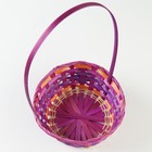 Корзина плетеная, 20,3 х 20,3 х 9,5/33 см,фиолетовая, бамбук - фото 24321711