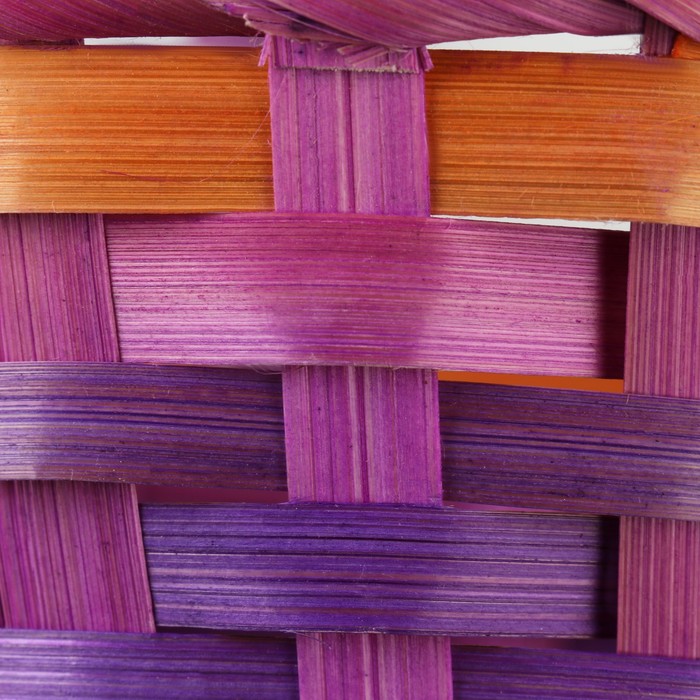 Корзина плетеная, 20,3 х 20,3 х 9,5/33 см,фиолетовая, бамбук