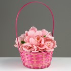 Корзина плетеная, 20,5 × 9,5 × 33 см, розовая, бамбук - фото 23705124