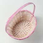 Корзина плетеная, D23 х 17 х 10/36 см, розовая, бамбук - фото 24500647