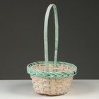 Корзина плетёная, d=23×17×10/36 см, зелёная, бамбук - фото 25592376