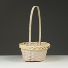 Корзина плетеная, D23 х 17 х 10/36 см, жёлтая, бамбук - фото 23725638