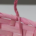 Корзина плетёная с ручками, d=23×17×10/36 см, розовая, бамбук - фото 23705143