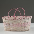 Корзина плетеная, D25 х 18 х 11/19 см, розовая, бамбук - фото 321078497